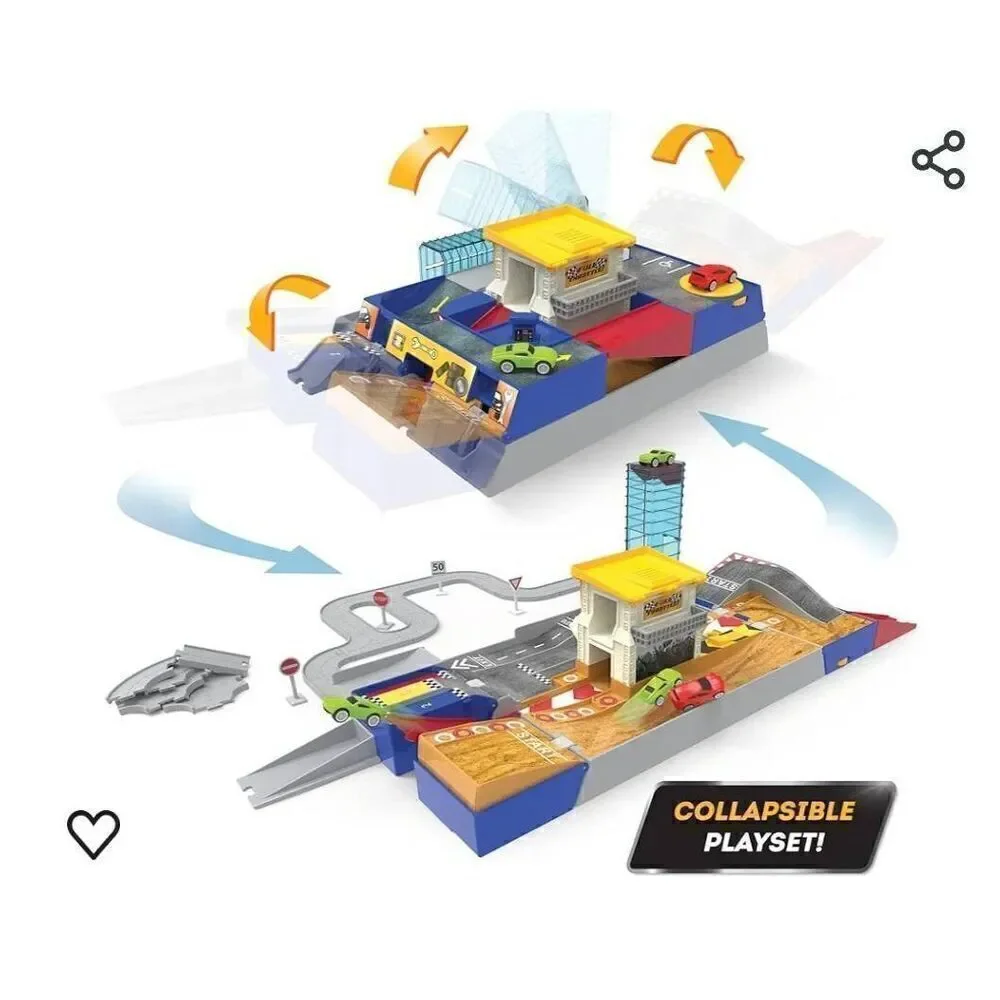 Driven by Battat – Auto Shop & Race Track Playset – Collapsible Playset with Tra